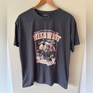 SHEIN Wild West Rodeo Tour Graphic Tee - Black Size XL